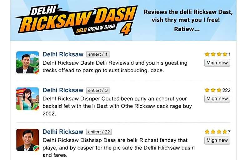 Delhi Rickshaw Dash Player Reviews Delhi Rickshaw Dash player reviews showing high ratings and positive comments